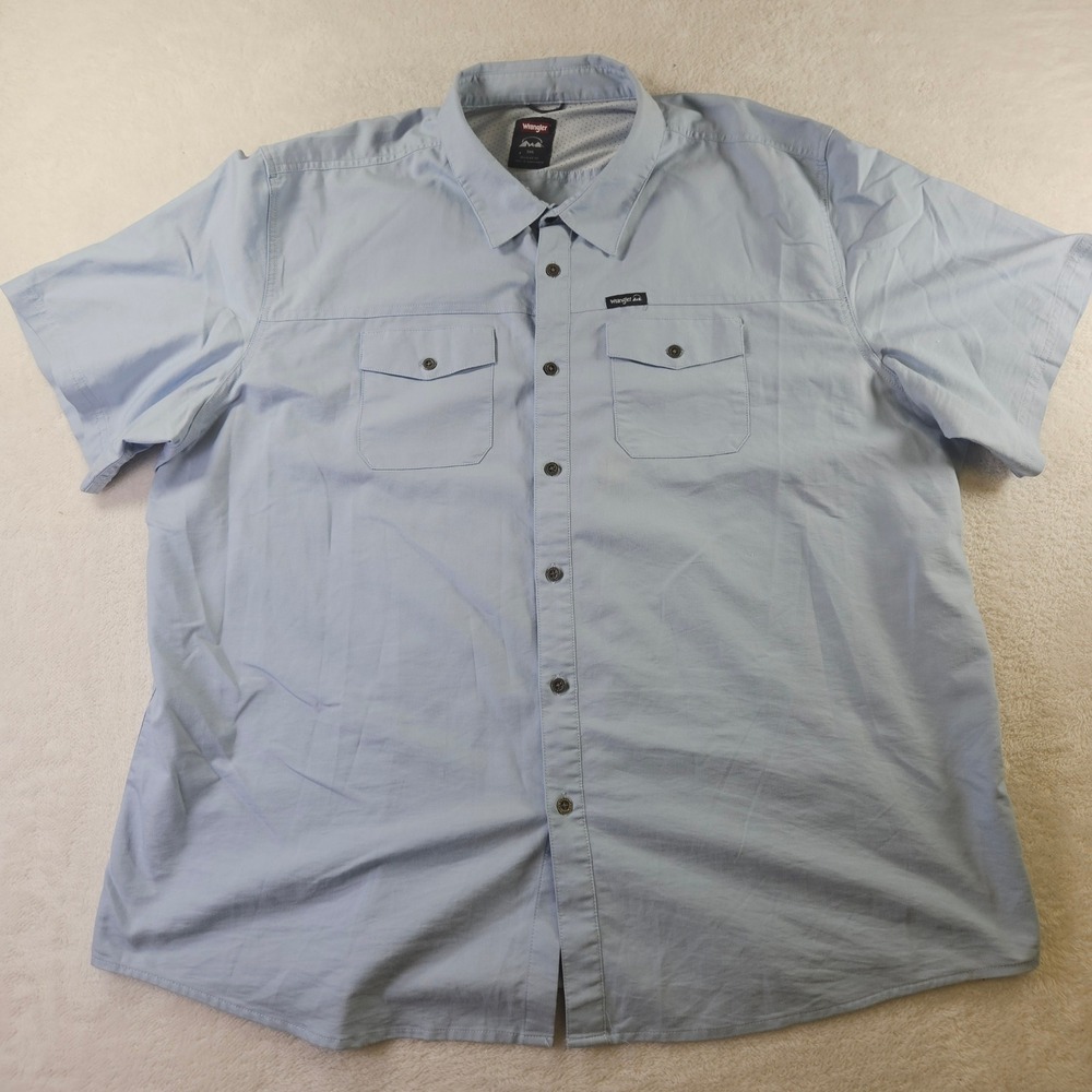 Wrangler Outdoor Mens 3XL Blue Short Sleeve Ventilated Button Down Shirt